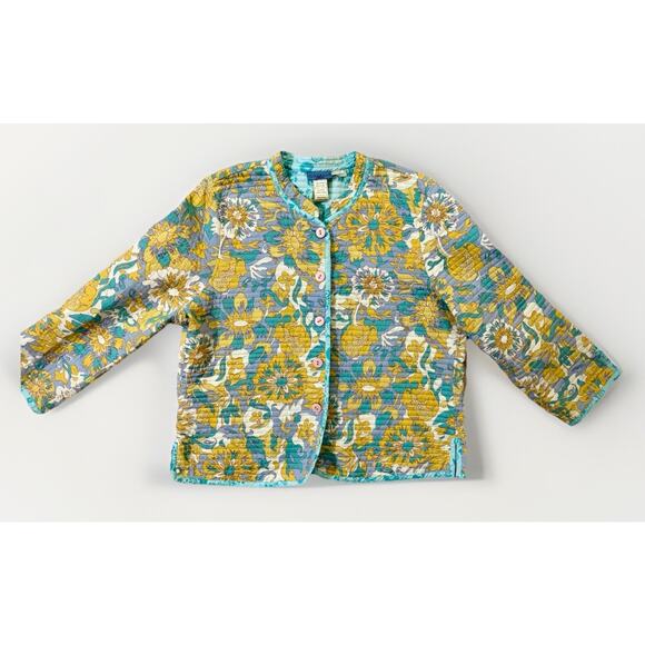 Provence d’amour Jackets & Blazers - Provence D'Amour Reversible Jacket Women Size XL Cotton Quilted Eyelet Multicolr